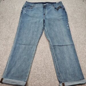 Canyon Retreat Womens Jeans Size 22W Blue Denim Embroidered Straight Leg